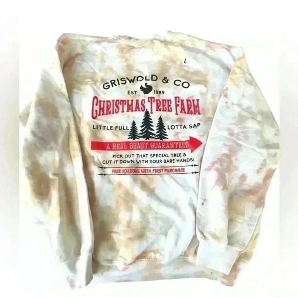Gildan Large 2 sided funny Christmas crewneck‎ sweatshirt. Hand tye dyed. NWT - Picture 2 of 4